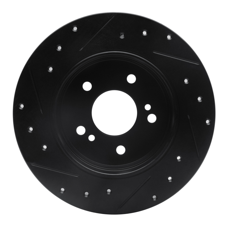 Chrysler Crossfire Brake Rotor (1) - Rear Right - R1 Concepts - Drilled & Slotted - Black - `87-`15